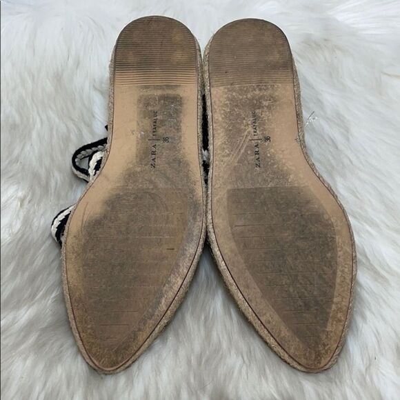 Zara Trafaluc Woven White Ankle Tie Espadrille Sz6 - Picture 6 of 6